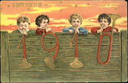 A Happy New Year 1910 Postcard