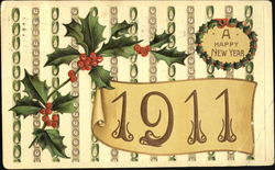 A Happy New Year 1911 Postcard