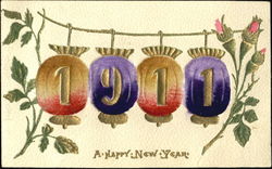 1911 A Happy New Year Year Dates Postcard Postcard