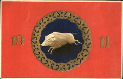 1911 Pigs Postcard Postcard