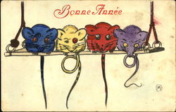 Bonne Annee 1912 Mice Year Dates Postcard Postcard