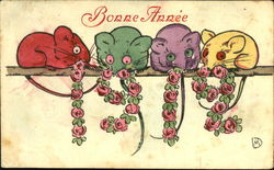 Bonne Annee 1912 Mice Year Dates Postcard Postcard