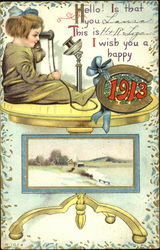 I Wish You A Happy 1913 Postcard