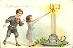 A Happy New Year 1913 Postcard