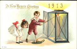 A New Years Greeting 1913 Postcard