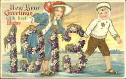 New Year Greetings With Best Wishes 1913 Postcard