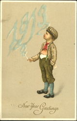 1913 Boy Smoking Postcard