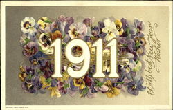 1911 With Best New Year Wishes Year Dates Postcard Postcard