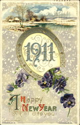 1911 A Happy New Year To You Postcard