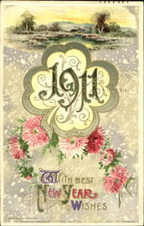 1911 With Best New Year Wishes Postcard