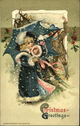 Christmas Greetings Children Postcard Postcard