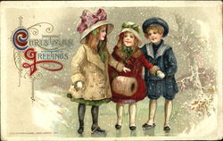 Christmas Greetings Children Postcard Postcard