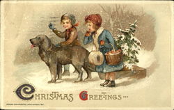 Christmas Greetings Children Postcard Postcard