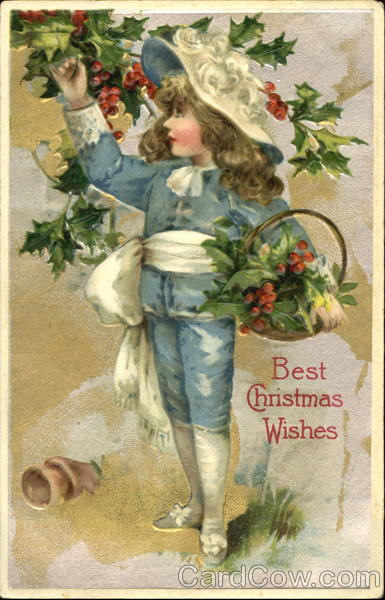 Child picking Holly Leaves Children