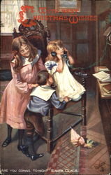 Three kids on a telephone Children Postcard Postcard