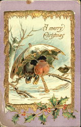 Two lovebirds weather a Christmas storm Postcard Postcard