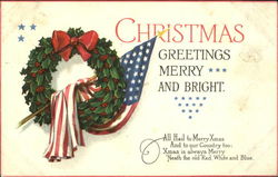 Patriotic Wreath and Flag Postcard