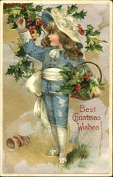 Child picking Holly Leaves Children Postcard Postcard