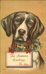 Black Dog with Greeting Card Christmas Postcard Postcard