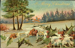 Winter Landscape with Holly Christmas Postcard Postcard