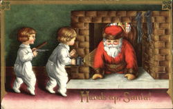 Children Surprise Santa with Flashlight and Gun Santa Claus Postcard Postcard