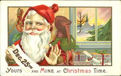 An Elf Whispering in Santa's Ear Santa Claus Postcard Postcard