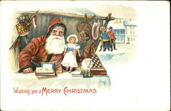 Santa waiting for kids to give gifts Santa Claus Postcard Postcard