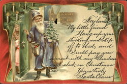 Santa knocking doors Santa Claus Postcard Postcard