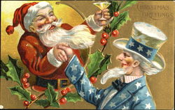 Santa and Uncle Sam Santa Claus Postcard Postcard