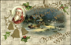 Santa portrait and night time sleigh ride Santa Claus Postcard Postcard