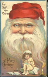 Little girl with candle writing gift wish list imagining Santa Santa Claus Postcard Postcard