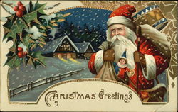 Santa on the snow Santa Claus Postcard Postcard