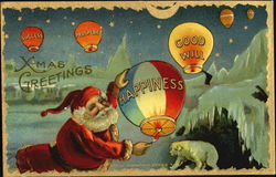 Santa with hot-air balloons Santa Claus Postcard Postcard