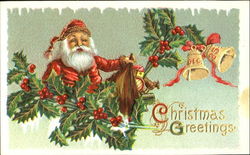 Santa with Red Robe Delivering Presents Santa Claus Postcard Postcard