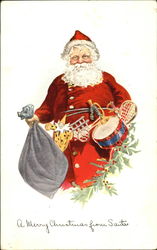 Santa with toys on white background Postcard