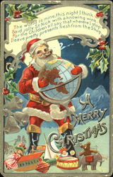 santa with globe Santa Claus Postcard Postcard