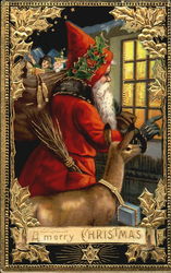 Santa with reindeer Santa Claus Postcard Postcard