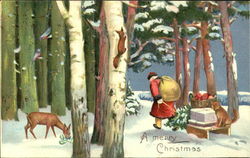 Santa with Animals Santa Claus Postcard Postcard