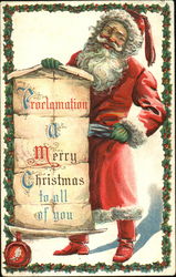 Santa Holding Banner with Christmas Greeting Santa Claus Postcard Postcard