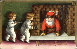 Kids catch santa on chimney Postcard