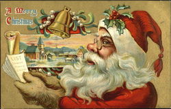 Santa with List of Children's Names Santa Claus Postcard Postcard