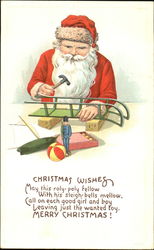 Santa fixing a child's sled Postcard