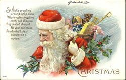 Santa delivering presents in winter weather Santa Claus Postcard Postcard