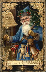 Santa the shepherd with gifts Santa Claus Postcard Postcard