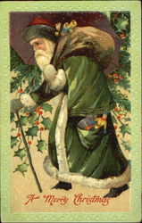 Santa in Green Robe Santa Claus Postcard Postcard