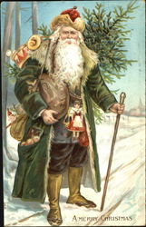 Green Robed Saint Nick With Toys Santa Claus Postcard Postcard