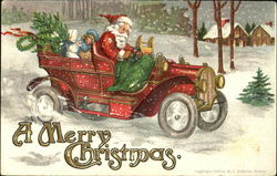 Santa's Retired the Reindeer...he drives a Ford now on Christmas Santa Claus Postcard Postcard