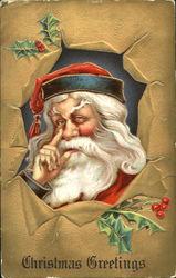 Santa touching his nose Santa Claus Postcard Postcard