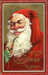 Smiling Santa with Pipe Postcard