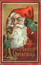 Santa Makes a Phone Call Santa Claus Postcard Postcard